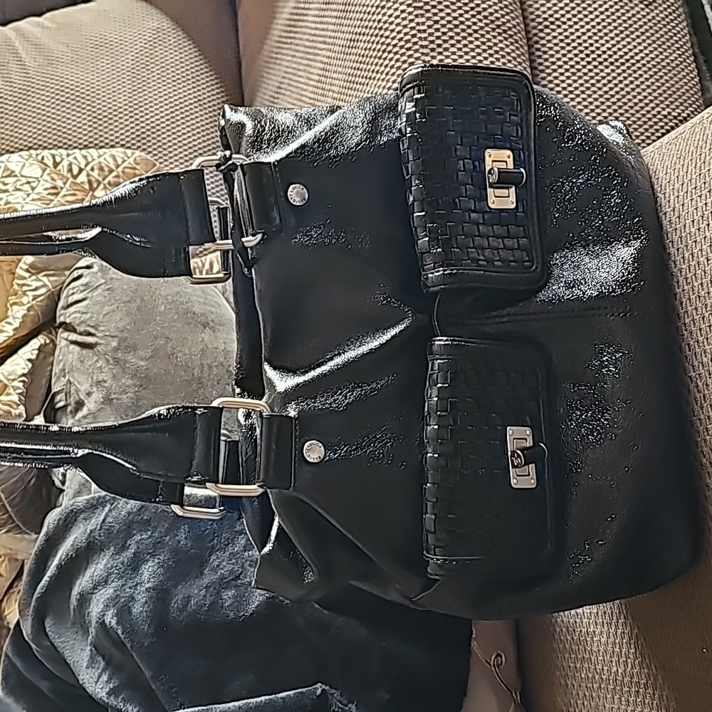 Eliott Lucca Black Patent Leather Shoulder Bag